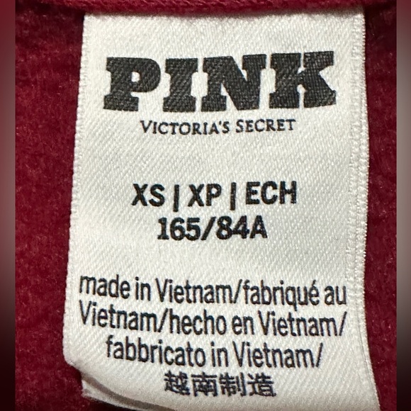233 PINK Victoria's Secret |EUC Women's Red and White Cropped Hoodie (size XS/S) - Picture 10 of 15
